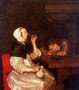 Gerard Ter Borch Woman Drinking with a Sleeping Soldier oil on canvas